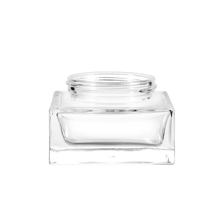 Frasco de creme de vidro transparente de luxo com acabamento embalagem cosmética personalizada para creme hidratante facial para cuidados com a pele