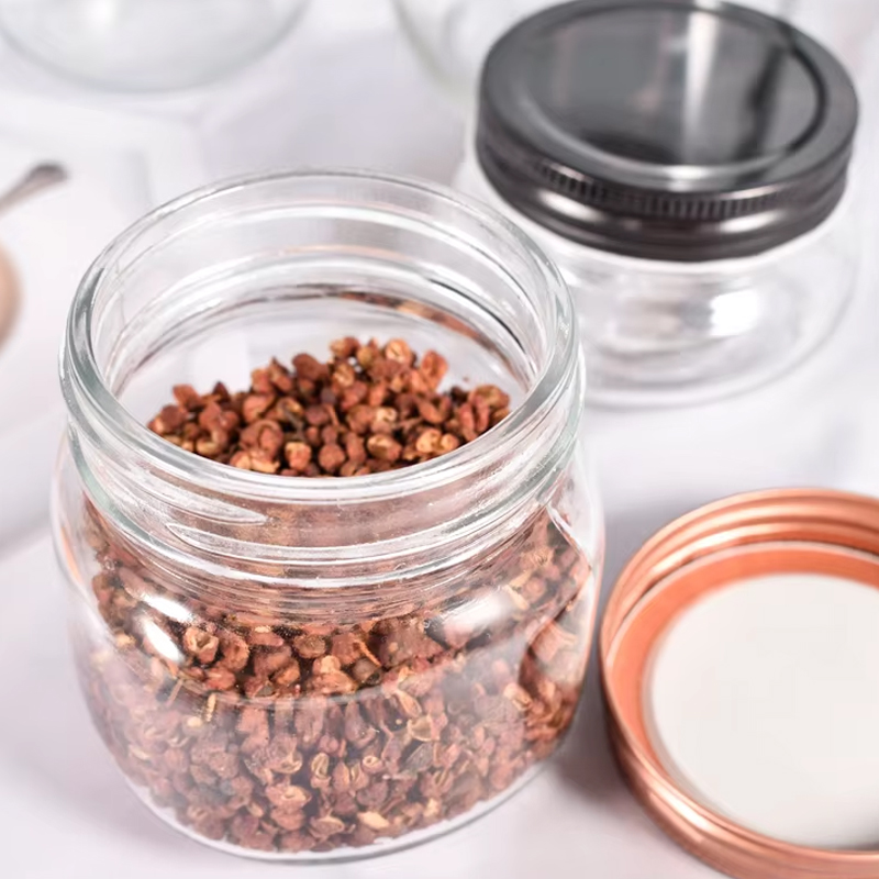 Frasco de vidro de boca larga com tampa de rosca 