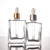 Garrafa conta-gotas de perfume de óleo essencial de vidro retangular plano exclusivo transparente