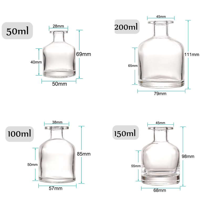 Vidro de garrafa difusor de cana de luxo redondo fosco da China