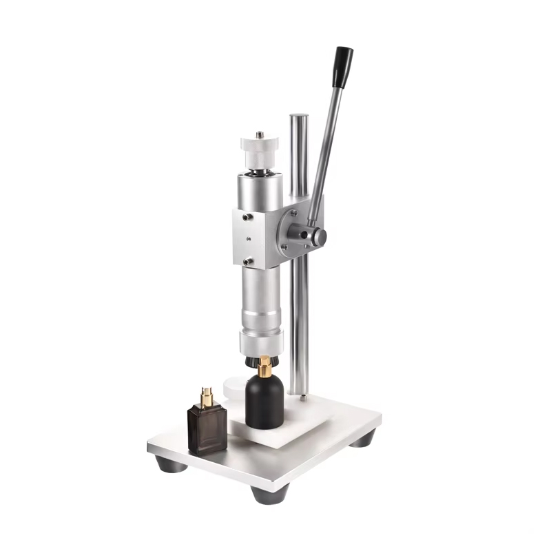 Máquina de enchimento e tampagem de garrafas de perfume, ferramenta manual de friso para garrafas de perfume