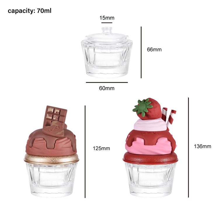 Frasco de perfume criativo em formato de sorvete - linda embalagem de fragrância de vidro inspirada em sobremesa com tampa personalizada