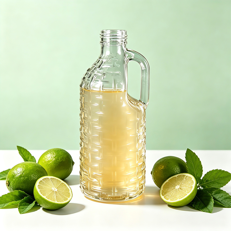 Garrafa de suco de vidro 1000ml com alça, garrafa de vidro reutilizável de grande capacidade para suco, limonada, fermentação fria