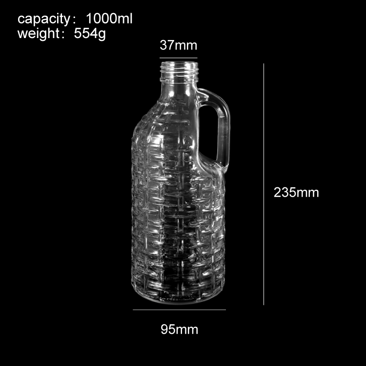 Garrafa de suco de vidro 1000ml com alça, garrafa de vidro reutilizável de grande capacidade para suco, limonada, fermentação fria
