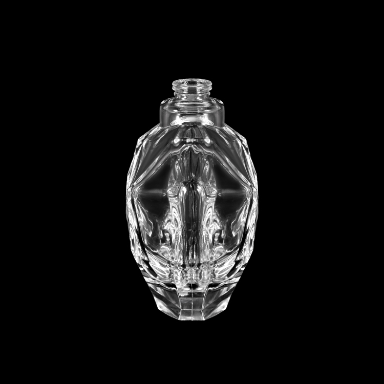 Frasco de perfume de vidro facetado em forma de coração Embalagem de fragrância personalizada de luxo